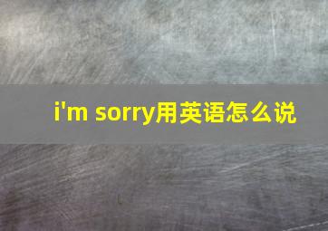 i'm sorry用英语怎么说